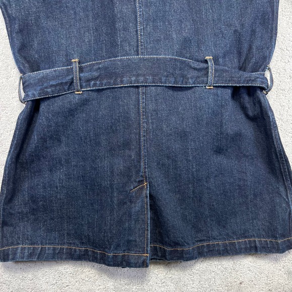 Lauren Jeans Co Ralph Lauren Trench Coat Womens Large Dark Wash Denim Belted - Picture 10 of 14